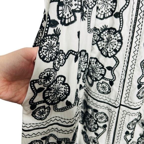 Johnny Was Mel Embroidered Midi Dress Black White Size M - Picture 7 of 11